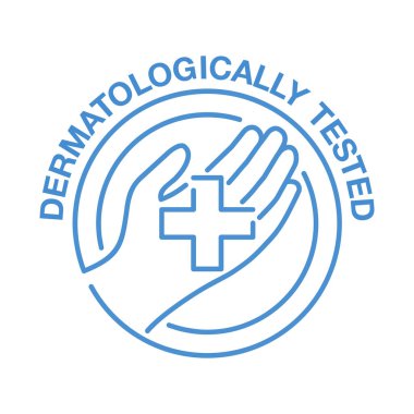 Dermatologically tested - thin line hand and cross clipart