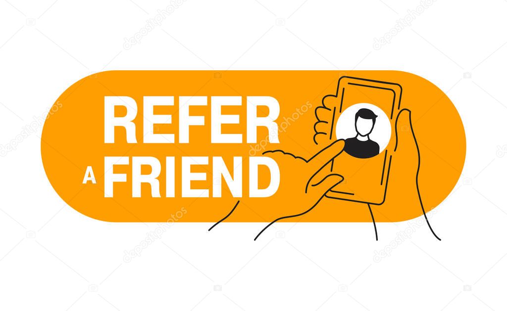 Refer a friend button - hands touching to avatar