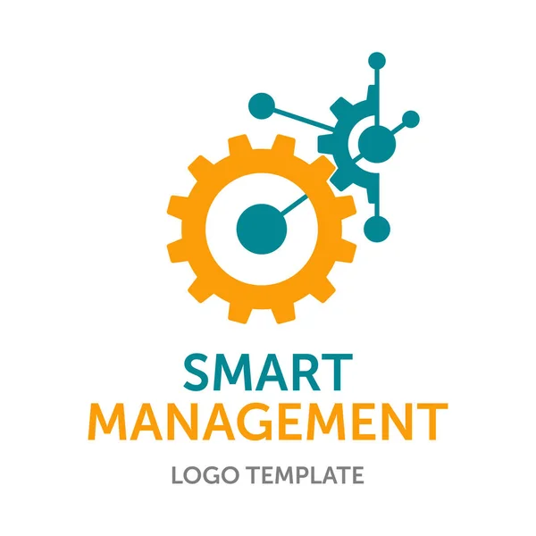 Шаблон логотипа Smart Management - шестерни и линии — стоковый вектор