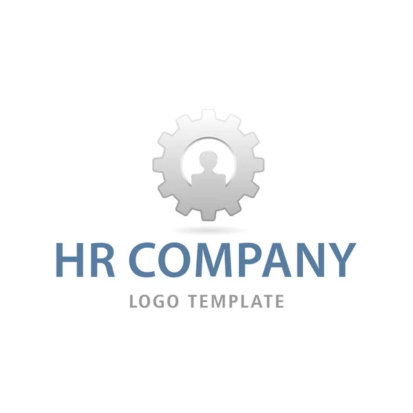 Шаблон логотипа HR - механизм передачи с людьми — стоковый вектор