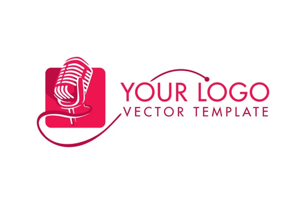 Singer logo - microfoon silhouet in rechthoek — Stockvector