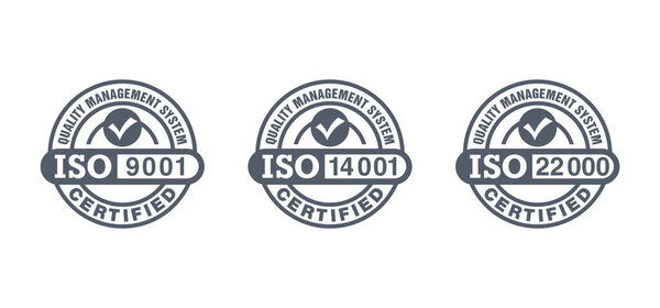 ISO 9001, 14001 and 22000 stamps collection