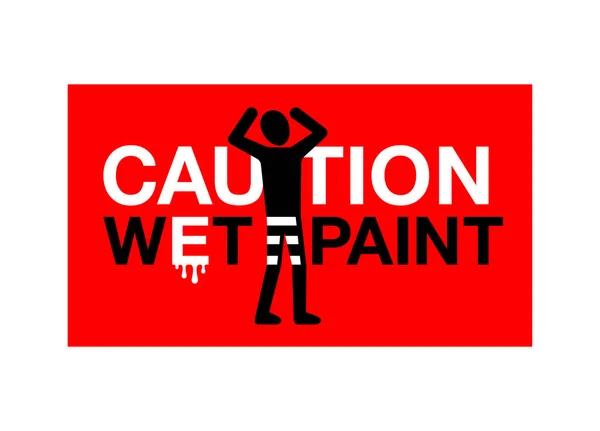 Caution wet paint sign — Stock Vector