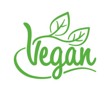 Vegan rozeti - et içermeyen gıda ürünleri etiketi - izole vektör amblemi
