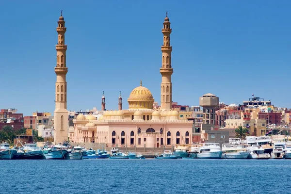 Meczet Port Miejski Hurghada Morze Czerwone Egipt — Zdjęcie stockowe
