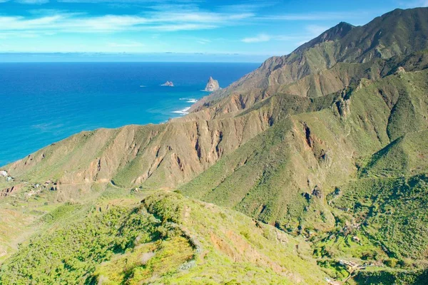 Tenerife Isole Canarie Spagna Vista Costa Occidentale Montagna Anaga Villaggio — Foto Stock