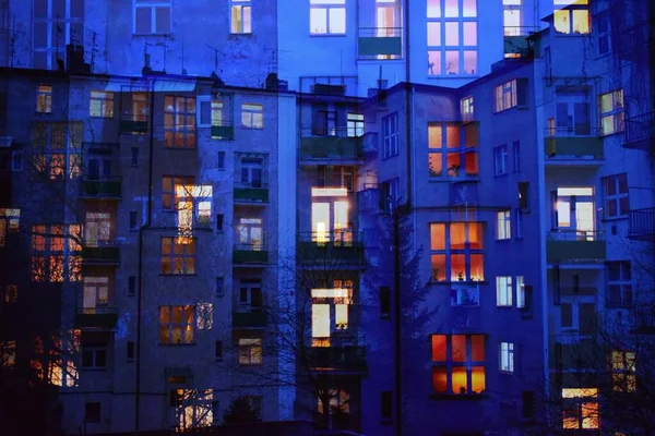 Życie Miasta Abstrakcyjna Fotografia Nocna — Zdjęcie stockowe