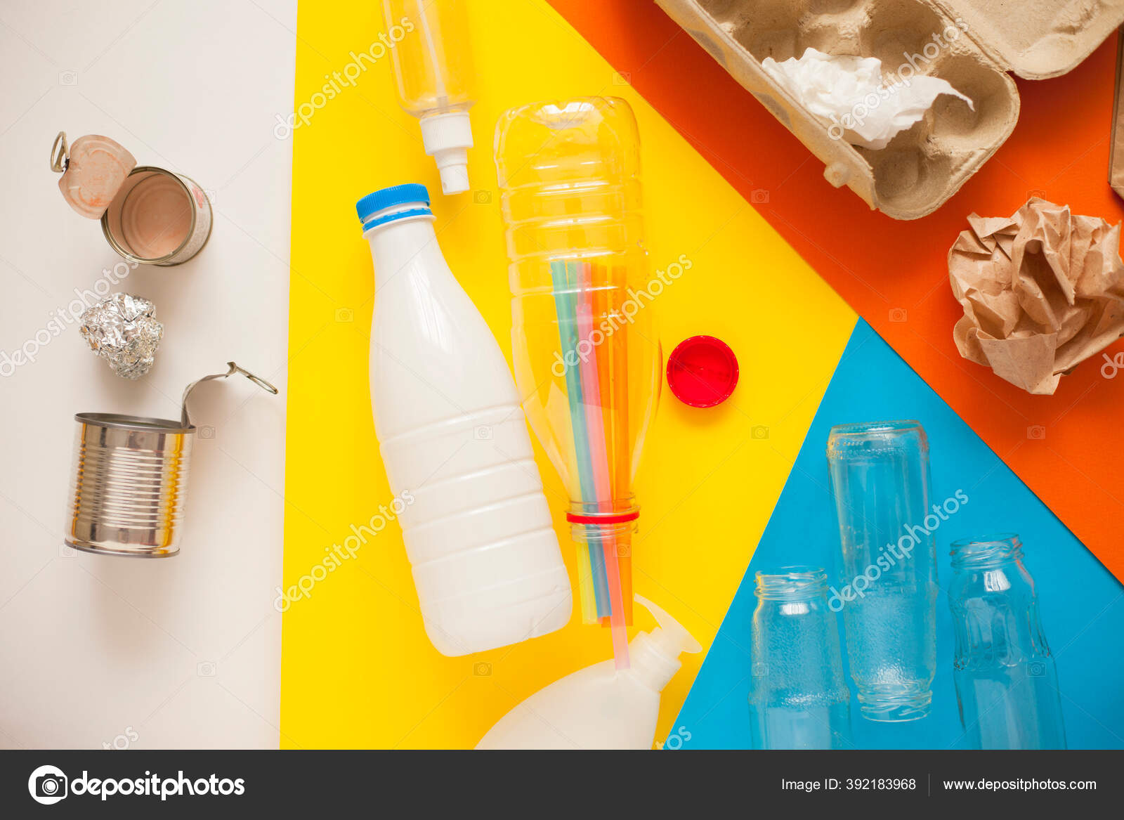 Sorting Garbage Plastic Glass Bottles Cans Paper Waste Management