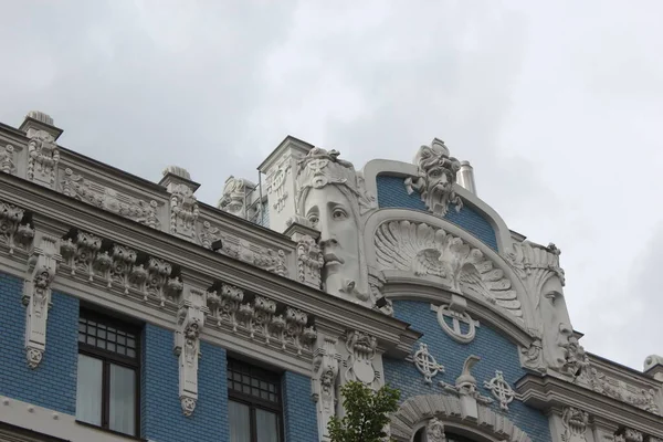 Detalles Arquitectónicos Estilo Art Nouveau Centro Antiguo Riga — Foto de Stock
