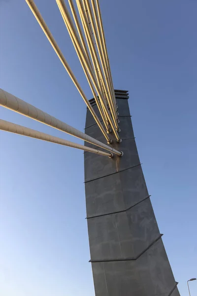 Industrial. Cable bridge with arched pylons