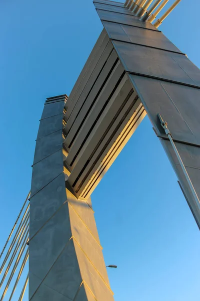 Industriell Nahaufnahme Des Schrägseilbrücke Pylons Betancourt Brücke — Stockfoto