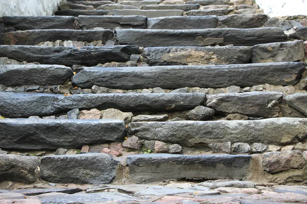 Fragmento Una Escalera Con Escalones Basalto Como Fondo Textura Natural — Foto de Stock