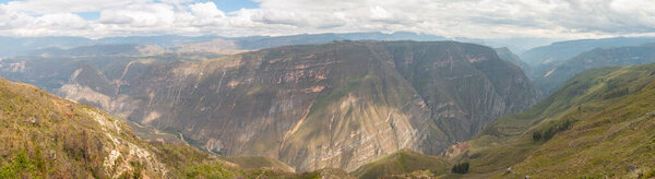 view of Sonche canyon near the city of Chachapoyas in northern Peru