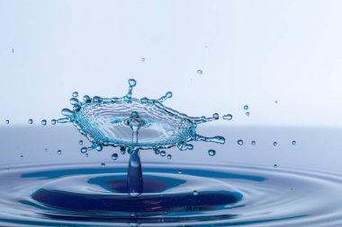 Düşen bir damlaya yaklaşır ve bir su kütlesine çarpar ve güzel damlacıklar oluşturur.