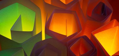 Işığın dikdörtgen ve yuvarlak şekillerdeki renkli arkaplanı.