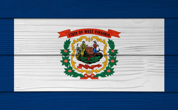 West Virginia Flagge Farbe Auf Fiber Zementblech Wandhintergrund Gemalt Ein — Stockfoto