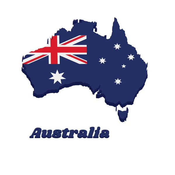 오스트레일리아의 파란색 바탕에 유니언 텍스트 오스트레일리아와 — 스톡 벡터