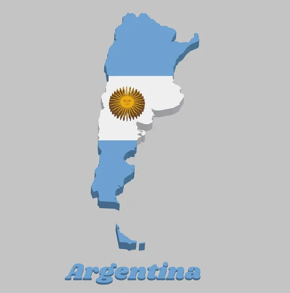 Карта Очертания Аргентины Горизонтальная Полоса Светло Голубого Сверху Снизу Белого — стоковый вектор