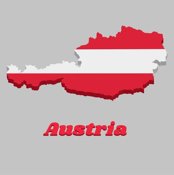 Mapa Contorno Bandeira Áustria Uma Tribanda Horizontal Vermelho Superior Inferior — Vetor de Stock