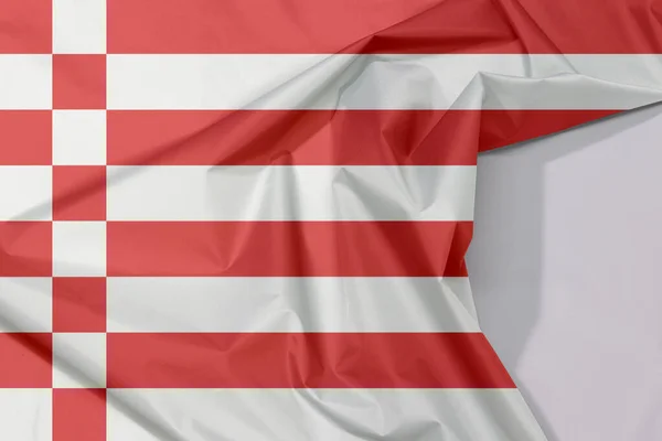 Fabric Bremen Flag Crepe Crease White Space Red White Flag — Stock Photo, Image