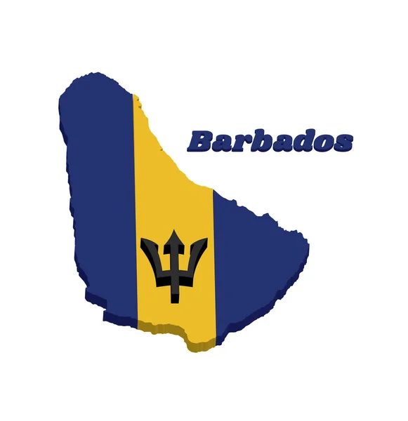 Kartenumriss Und Flagge Von Barbados Ein Vertikales Triband Aus Ultramarin — Stockvektor