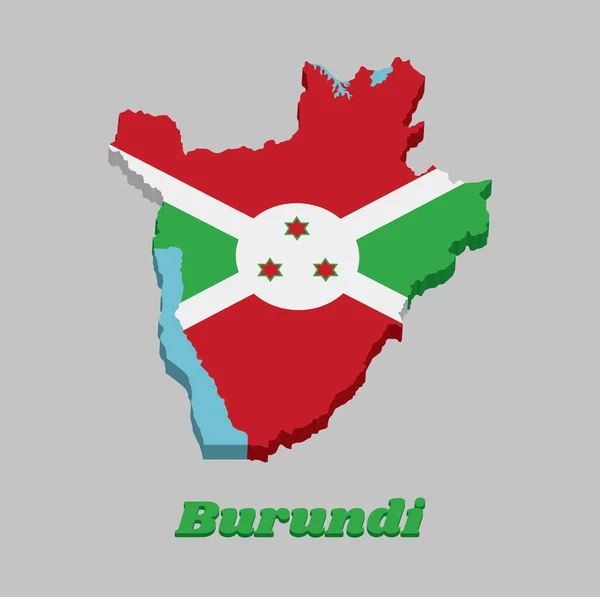 Mapa Contorno Bandeira Burundi Uma Cruz Diagonal Branca Dividida Quatro —  Vetores de Stock