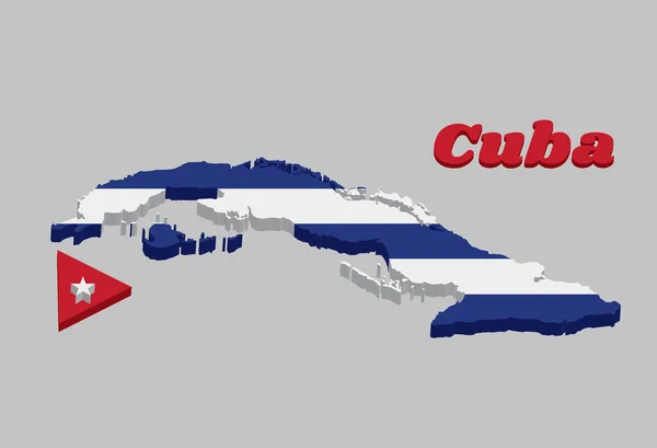 Carte Contour Drapeau Cuba Cinq Bandes Horizontales Bleu Blanc Avec — Image vectorielle