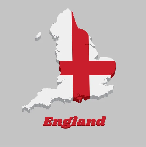 Map Outline Und Flagge Von England Ist Ein Rotes Kreuz — Stockvektor