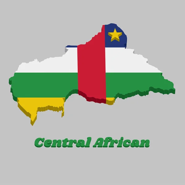 Mapa Contorno Bandeira África Central Listras Horizontais Azul Branco Verde —  Vetores de Stock
