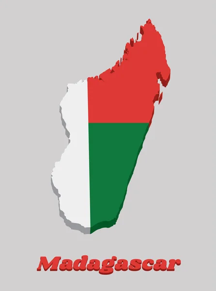 Mapa Contorno Bandeira Madagascar Duas Faixas Horizontais Vermelho Verde Com —  Vetores de Stock
