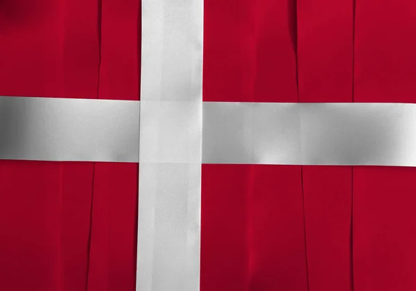 Colorful Ribbon Denmark National Flag Red White Scandinavian Cross Extends — Stock Photo, Image