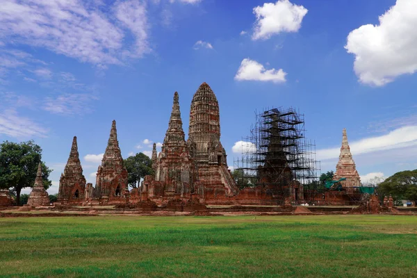 Ruínas Templo Chaiwatthanaram Tailândia Foi Complexo Templo Real Durante Período — Fotografia de Stock