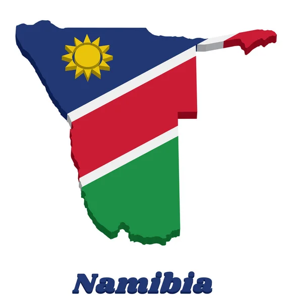 Mappa Contorno Bandiera Della Namibia Una Banda Diagonale Rossa Bordo — Vettoriale Stock