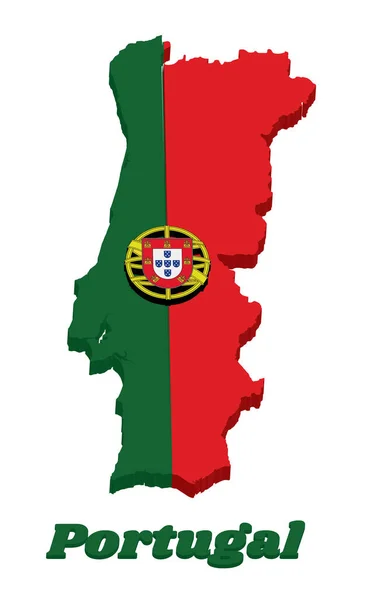 Map Outline Flag Portuguese Vertically Striped Bicolor Green Red Coat — Stock Vector