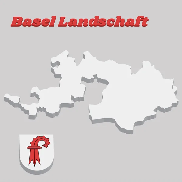 Карта Обрис Герб Basel Landschaft Кантон Швейцарії Text Basel Landschaft — стоковий вектор