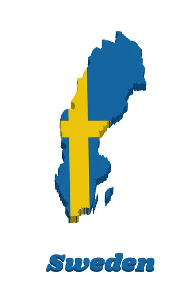 Mapa Esboço Bandeira Suécia Consiste Uma Cruz Nórdica Amarelo Dourado — Vetor de Stock