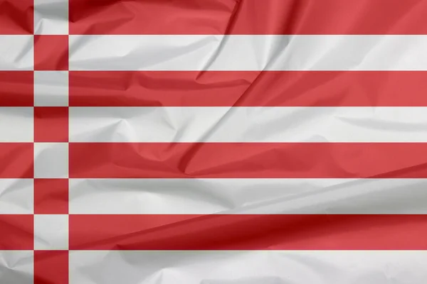 Bandeira Tecido Bremen Uma Bandeira Vermelha Branca Estados Alemanha — Fotografia de Stock