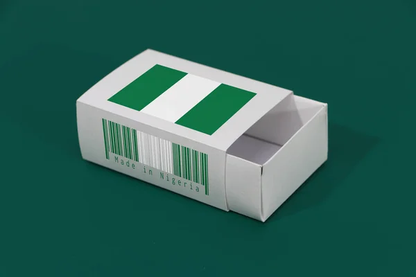 Флаг Нигерии Белой Коробке Штрих Кодом Цветом Национального Флага Зеленом — стоковое фото