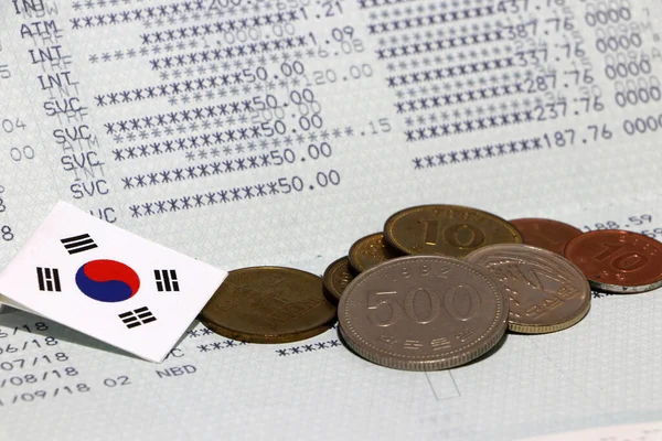 Güney Kore Yığını Kitap Bankasında Bozuk Para Mini Güney Kore — Stok fotoğraf
