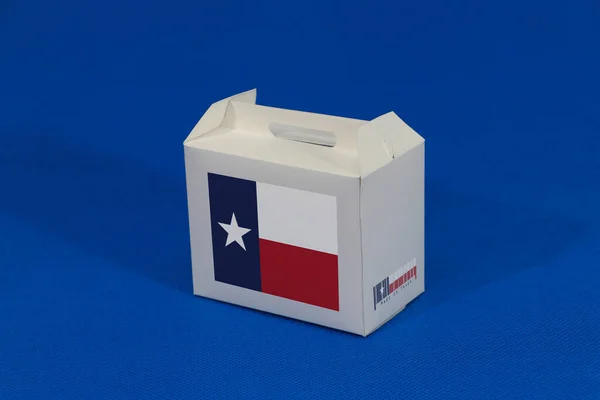 Флаг Техаса Белой Коробке Штрих Кодом Цветом Флага Штата Синем — стоковое фото
