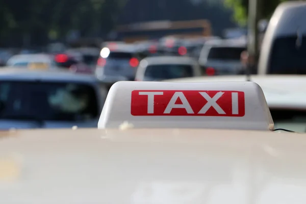 Taxi Lichtschild Oder Taxi Schild Weiß Roter Farbe Mit Weißem — Stockfoto