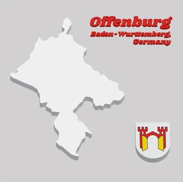 Schema Della Mappa Stemma Offenburg Trova Baden Wurttemberg Germania — Vettoriale Stock