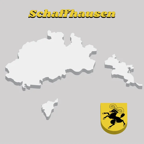 Mapa Esboço Brasão Armas Shaffhausen Cantão Suíça Com Texto Nome — Vetor de Stock