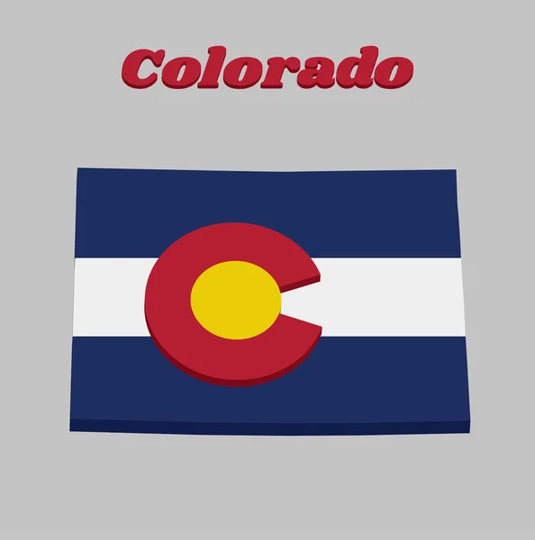 Kartenumriss Und Flagge Von Colorado Drei Horizontale Streifen Blau Weiß — Stockvektor