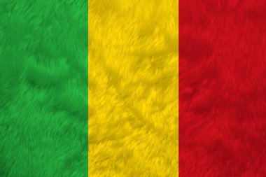 Mali bayrağının havlu desenli bayrağı, Mali bayrağının kırışıklığı. Yeşil altın ve kırmızıdan oluşan dikey bir üçgen.