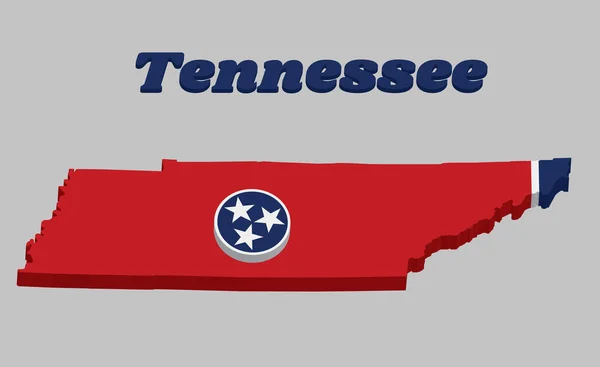 Map Outline Vlag Van Tennessee Een Blauwe Cirkel Met Drie — Stockvector