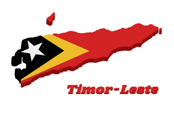 Plattegrond Vlag Van Timor Leste Rood Geel Zwart Met Witte — Stockvector