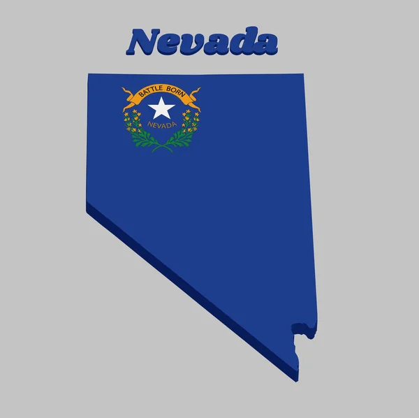 Kartenumriss Und Flagge Von Nevada Kobaltblaues Feld Kanton Gibt Zwei — Stockvektor