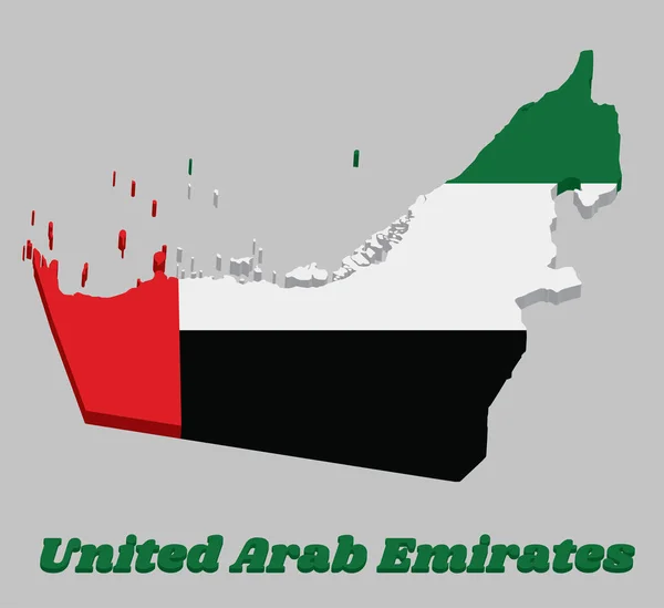 Uae Nin Haritası Bayrağı Birleşik Arap Emirlikleri Nin Kaldırma Metninde — Stok Vektör