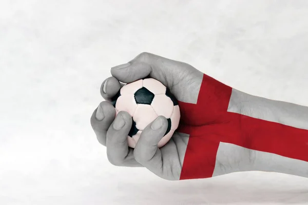 Mini Ball Des Fußballs England Flagge Bemalt Hand Auf Weißem — Stockfoto